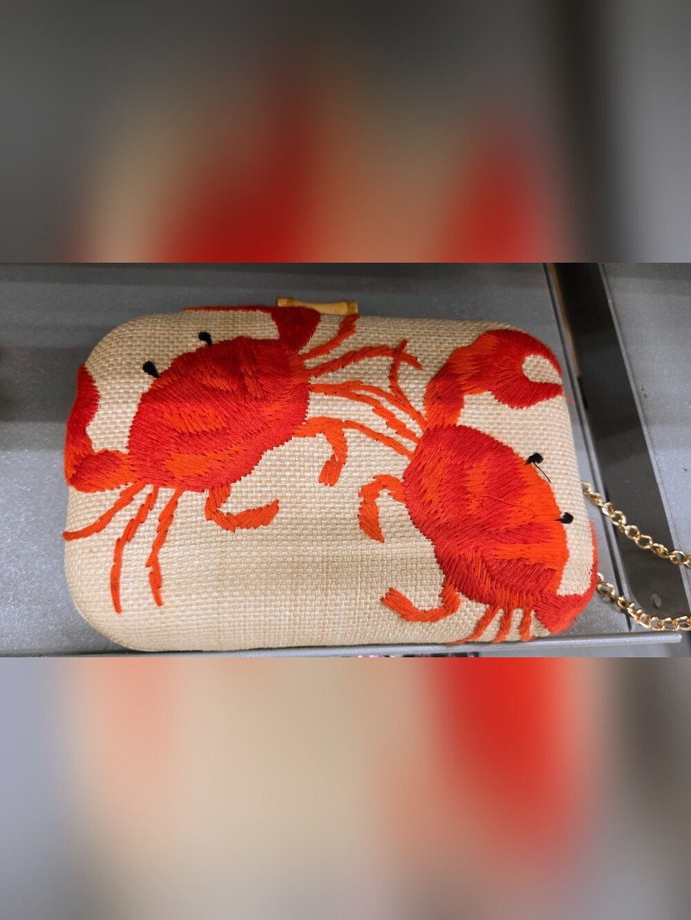 Tommy Bahama Tik Tok Famous Viral Woven Crab Clutch Crossbody w/ Gold Chain NWT - Picture 3 of 8